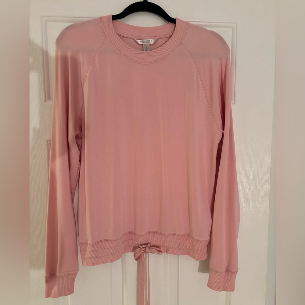 Banana Republic Baby Terry mauve tie-front raglan sleeve knit top $75 - medium